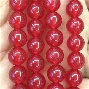 red Malaysia Jade beads, round, approx 4mm dia