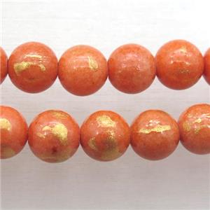 orange JinShan Jade beads, round, approx 6mm dia