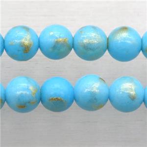 aqua JinShan Jade beads, round, approx 10mm dia