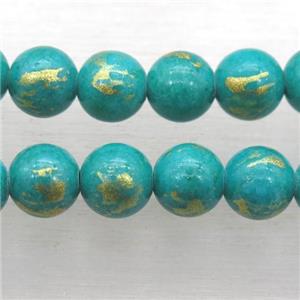 peacockgreen JinShan Jade round beads, approx 12mm dia