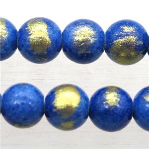 round blue JinShan Jade beads, approx 8mm dia