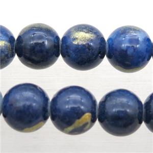 round JinShan Jade beads, blue, approx 10mm dia