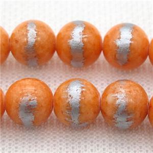 round nacarat Silvery Jade Beads, approx 12mm dia