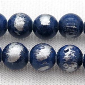 round royalblue Silvery Jade Beads, approx 6mm dia