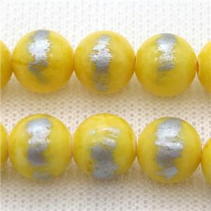 round yellow Silvery Jade Beads, approx 12mm dia