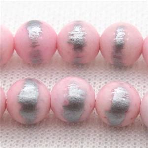 round Silvery Jade Beads, approx 8mm dia