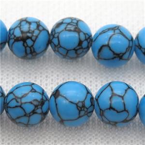 round blue Synthetic Turquoise Beads, approx 14mm dia