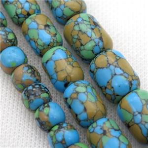 Synthetic Turquoise tube beads, multi color, approx 12x16mm