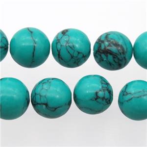 round synthetic Turquoise beads, green, approx 12mm dia