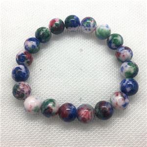 Stretch Jade bracelet, round, dye, approx 16mm dia, 13pcs per st
