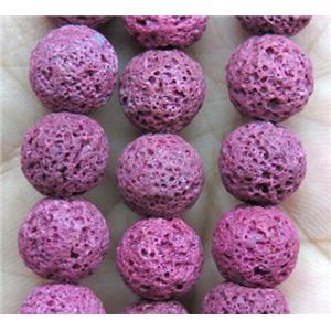 round Lava stone bead, hotpink dye, approx 8mm dia