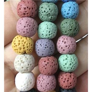 round Lava stone beads, mixed color, approx 18mm dia