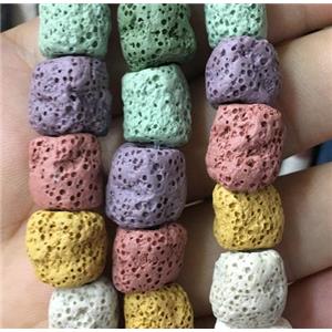 Lava stone beads, freeform, mixed color, approx 11x13mm