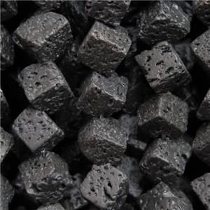 black Lava Stone beads, cube, approx 8mm