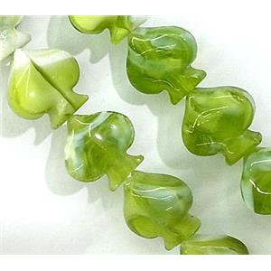 plated Lampwork glass bead, heart, olive, approx 17x17mm