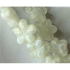 Plated lampwork glass bead, star, white, approx 15mm dia