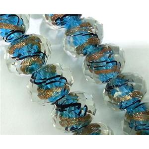 lampwork glass bead, faceted wheel, approx 9x12mm