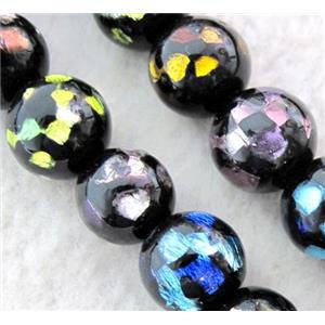 lampwork bead within silver foil, round, mixed, 12mm dia