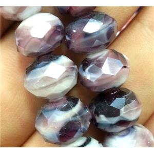purple lampwork beads, faceted rondelle, approx 12mm dia