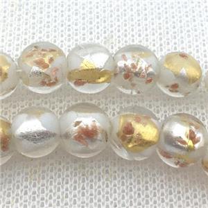 round Lampwork Glass Beads with foil, approx 8mm dia
