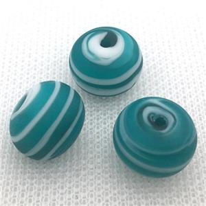 aqua Lampwork Glass rondelle beads, matte, approx 16x18mm