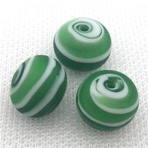 green Lampwork Glass rondelle beads, matte, approx 11x14mm