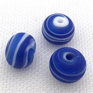 blue Lampwork Glass rondelle beads, matte, approx 16x18mm