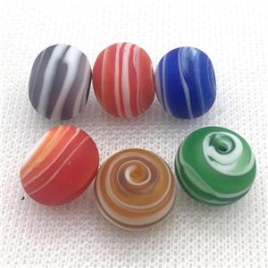 matte Lampwork Glass rondelle beads, mixed color, approx 11x14mm