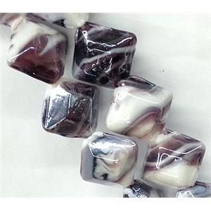 Plated Lampwork glass bead, square, approx 17x17mm