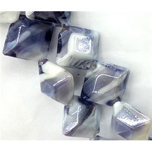 Plated Lampwork glass bead, square, purple, approx 17x17mm