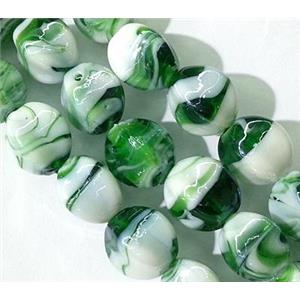 plated Lampwork glass bead, green, approx 12x16mm
