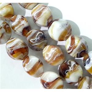 plated Lampwork glass bead, coffee, approx 12x16mm