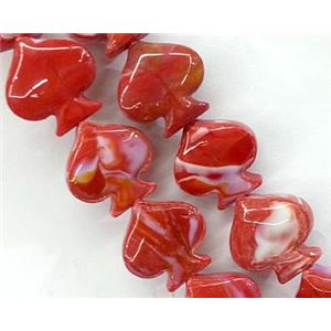 plated Lampwork glass bead, heart, red, approx 17x17mm