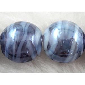 Lampwork glass bead, flat round, 16-17mm dia