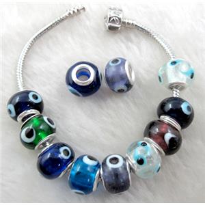 mixed Evil Eye Beads, lampwork glass, 14mm dia, hole:5mm