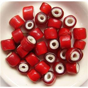 red lampwork beads, approx 7x9mm