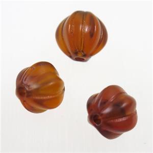 brown lampwork glass beads, Pumpkin, approx 10mm dia