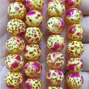 round Lampwork Beads with hotpink snakeskin, approx 10mm dia