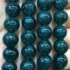 round Lampwork beads, peacock blue, approx 12mm dia