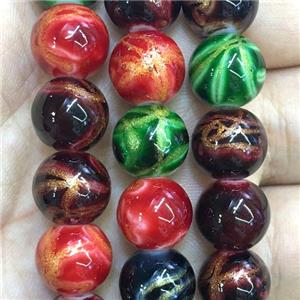 round Lampwork Glass Beads with goldsand, mix color, approx 10mm dia
