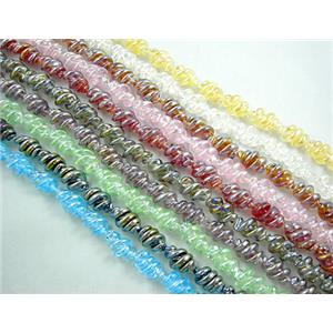 Mix Color Handmade Plated with Color Twist Lampwork Beads, 12mm dia,20mm length,hole:1.5mm,20pcs per st
