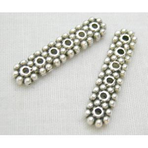 Tibetan Silver Spacers Bars Non-Nickel, 5x20mm, 6 hole, hole:1mm