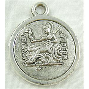 Pendant,Tibetan Silver Non-Nickel, 21mm dia