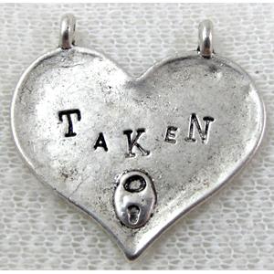 Tibetan Silver Heart Charms Non-Nickel, 30mm dia