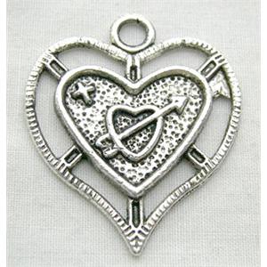 LOVE Heart Charms, Tibetan Silver Non-Nickel, 29x33mm