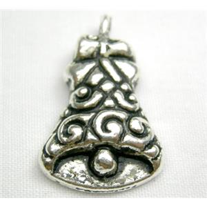 Tibetan Silver Christmas Bell non-nickel, 15mm wide, 24mm length