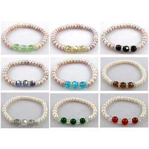 Handcraft Cluster Pearl Bracelet, elastic, mixed, approx 6.5-7.5mm, 6.8 inch(17.3cm) length