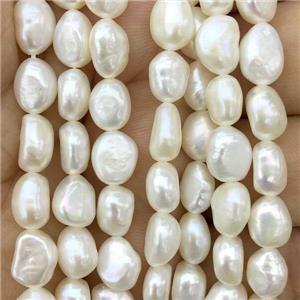 white Freshwater Pearl beads, freeform, approx 8-9mm