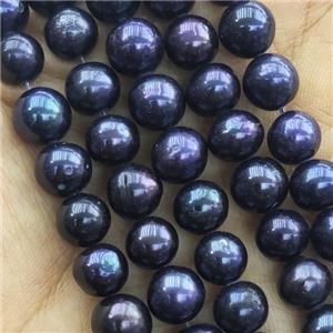 15 inches string of freshwater Pearl Beads, round, black, approx 4-5mm dia,15 inch length