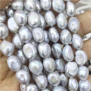 Natural Freshwater Pearl Beads, gray, freeform, approx 11-12mm, 35cm length